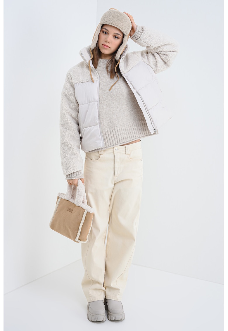 Geaca cu vatelina si segmente din material teddy