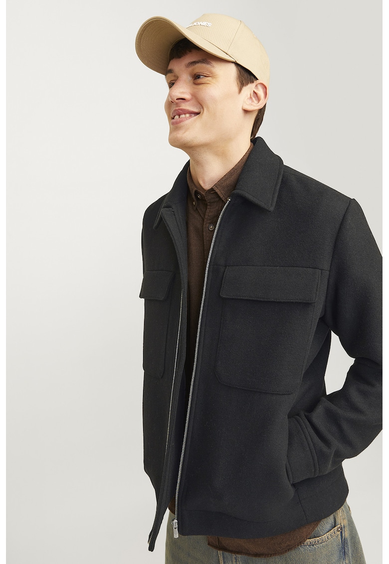 Jacheta din amestec de lana cu fermoar