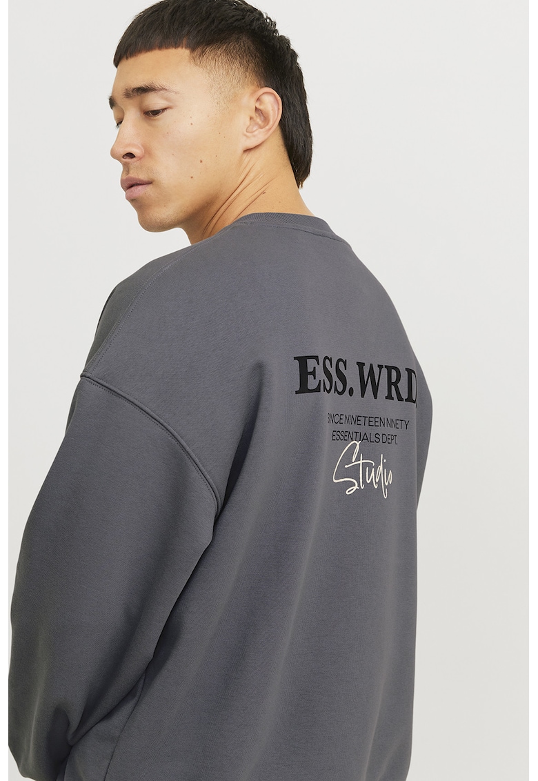 Bluza de trening cu decolteu la baza gatului si imprimeu pe partea din spate