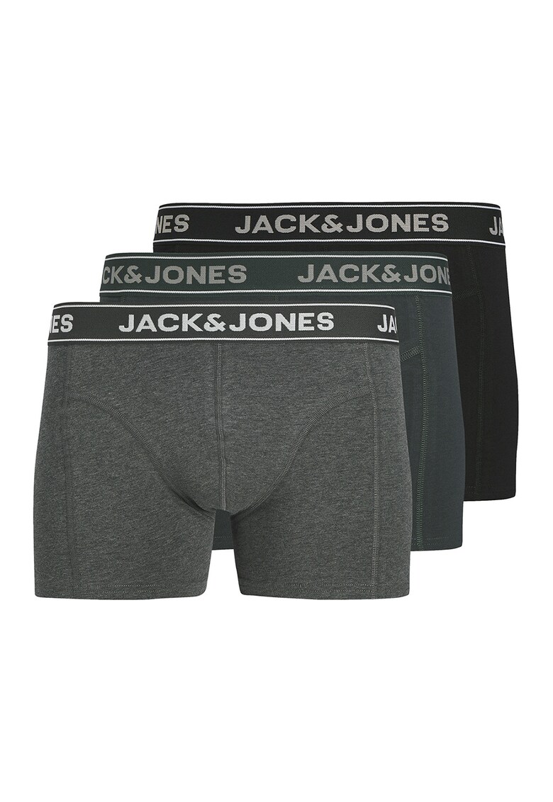 Set de boxeri cu banda logo in talie - 3 perechi - Gri melange