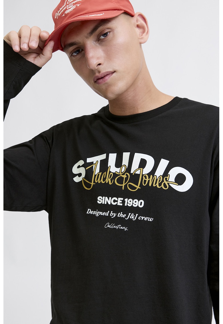 Bluza din bumbac cu imprimeu text