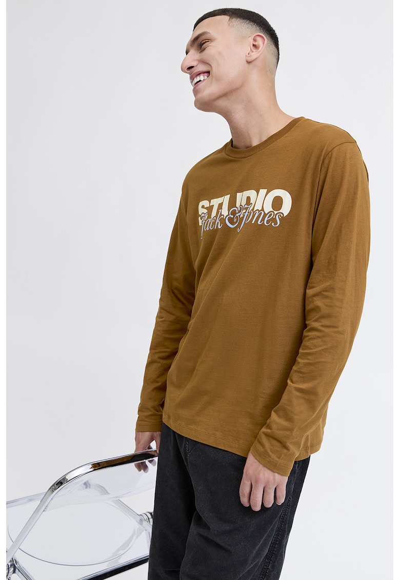 Bluza din bumbac cu imprimeu text