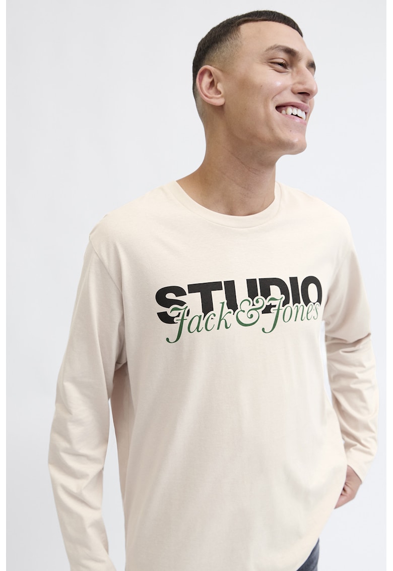 Bluza din bumbac cu imprimeu text