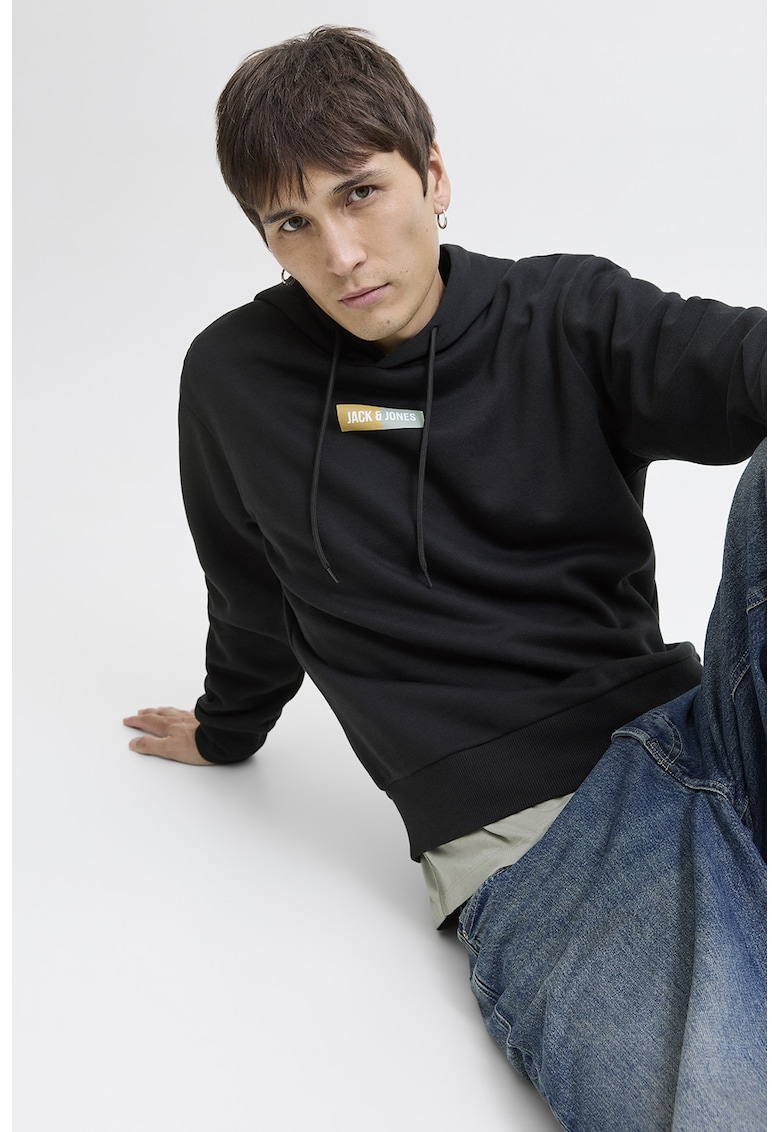 Hanorac cu snur de ajustare si detaliu logo