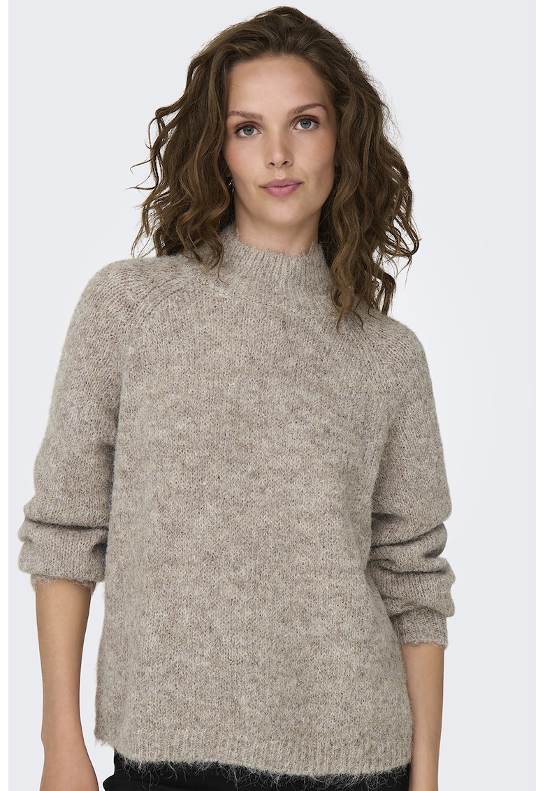 Pulover din amestec de lana cu guler inalt