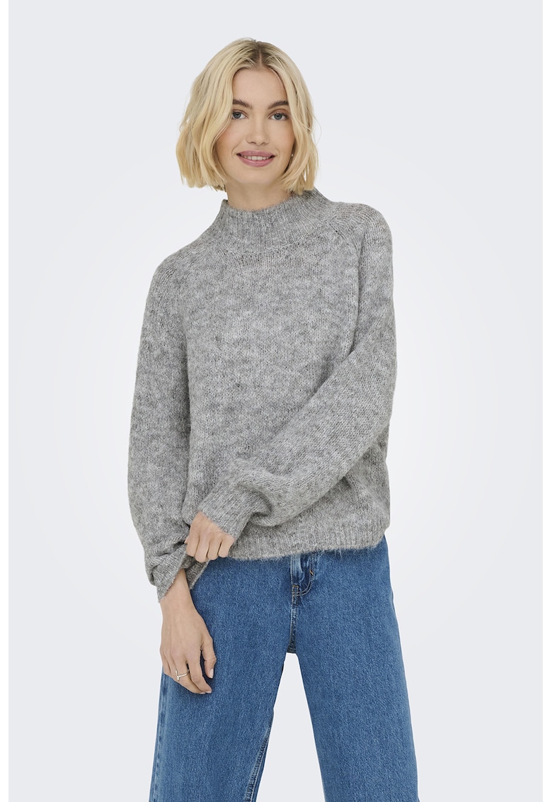 Pulover din amestec de lana cu guler inalt