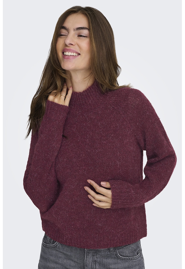 Pulover din amestec de lana cu guler inalt