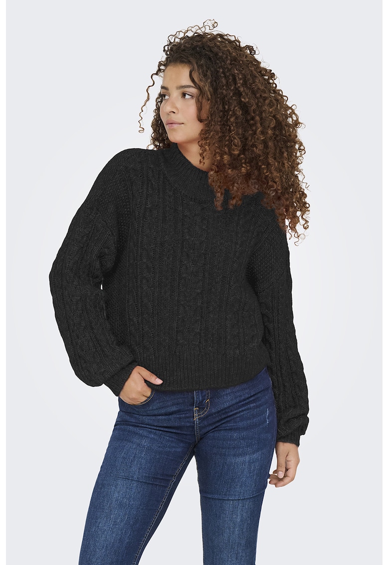 Pulover din amestec de lana cu detalii model torsade