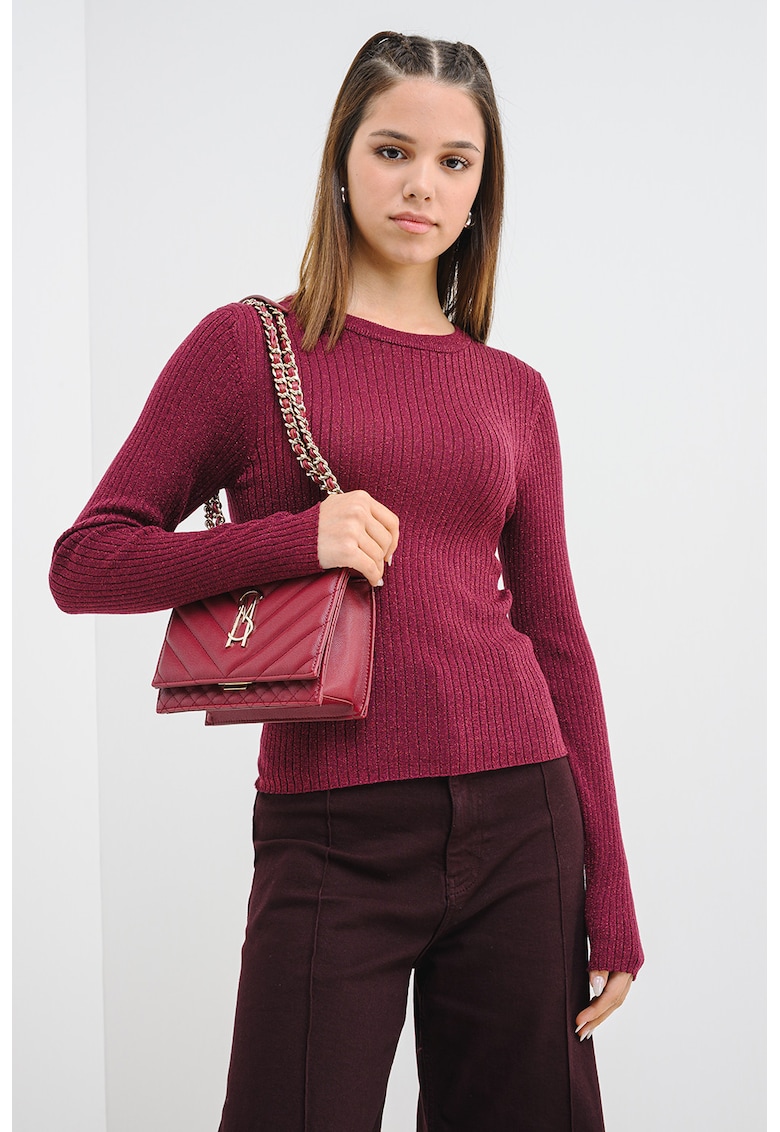 Pulover slim fit cu striatii si detalii stralucitoare