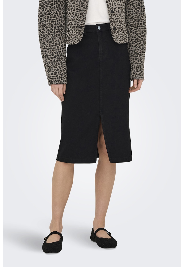 Fusta din denim cu slit frontal