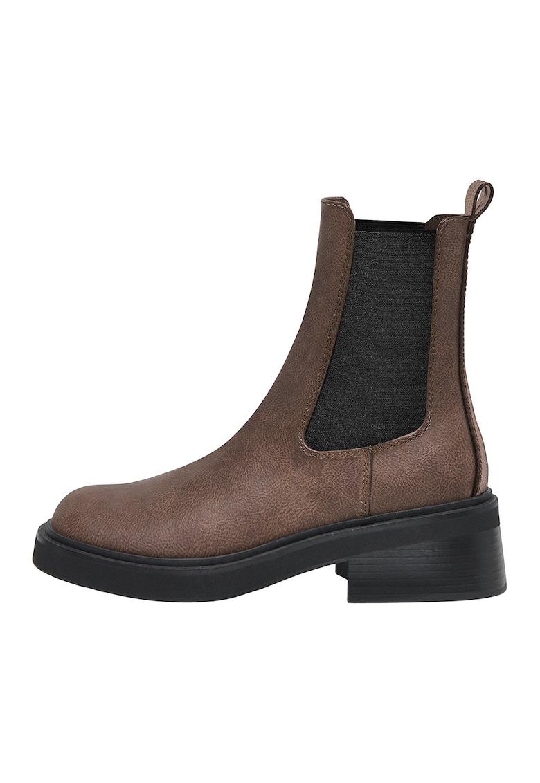 Ghete Chelsea de piele ecologica cu segmente laterale din material textil