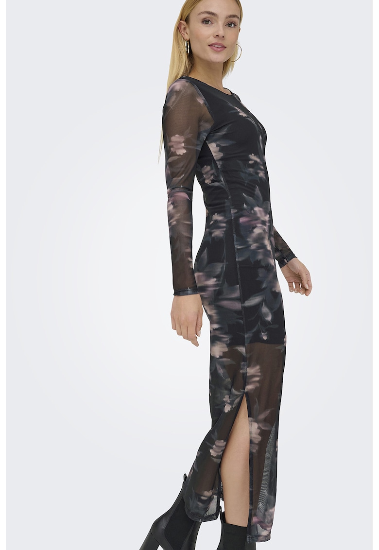 Rochie mini cambrata cu segmente semitransparente