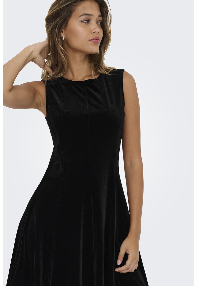 Rochie scurta de catifea cu terminatie cu volane