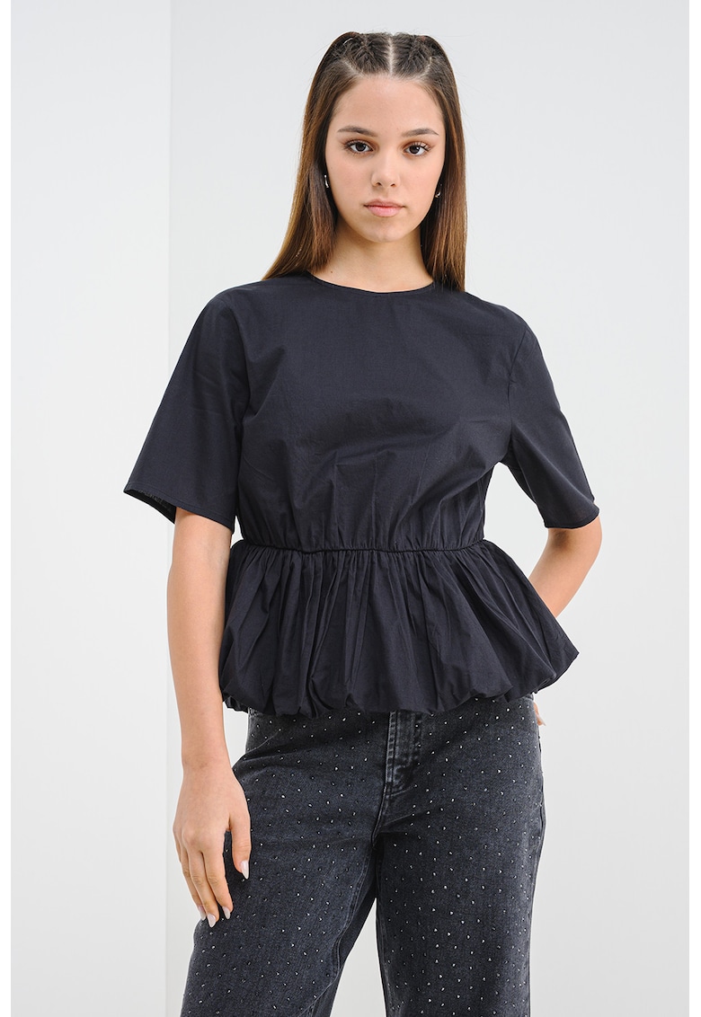 Blua din bumbac organic cu talie cu fronseuri