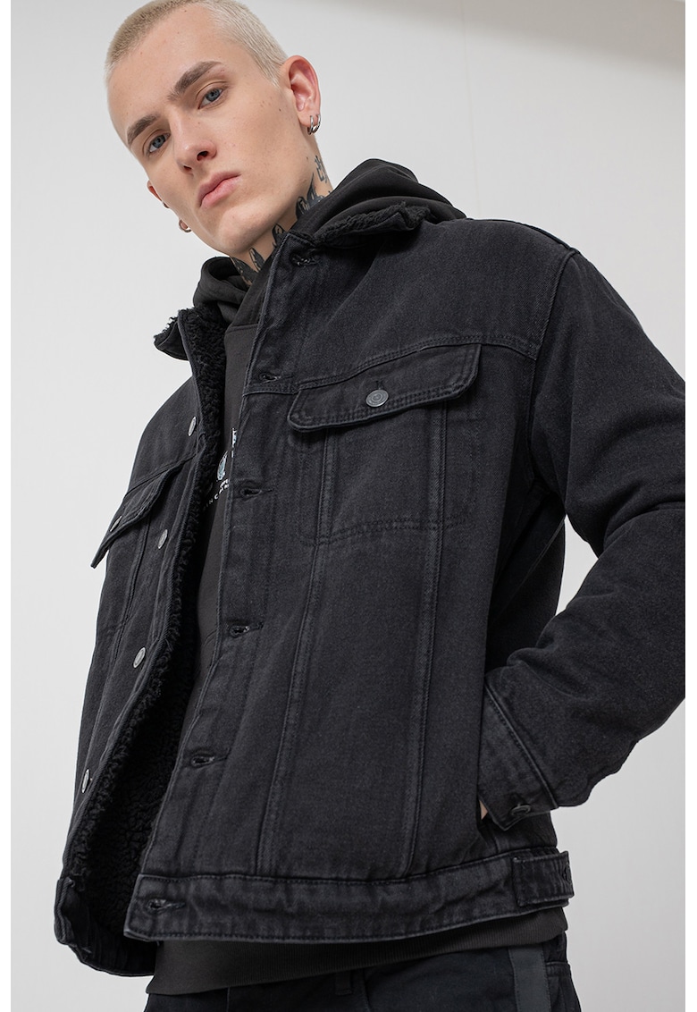 Jacheta din denim cu buzunare laterale