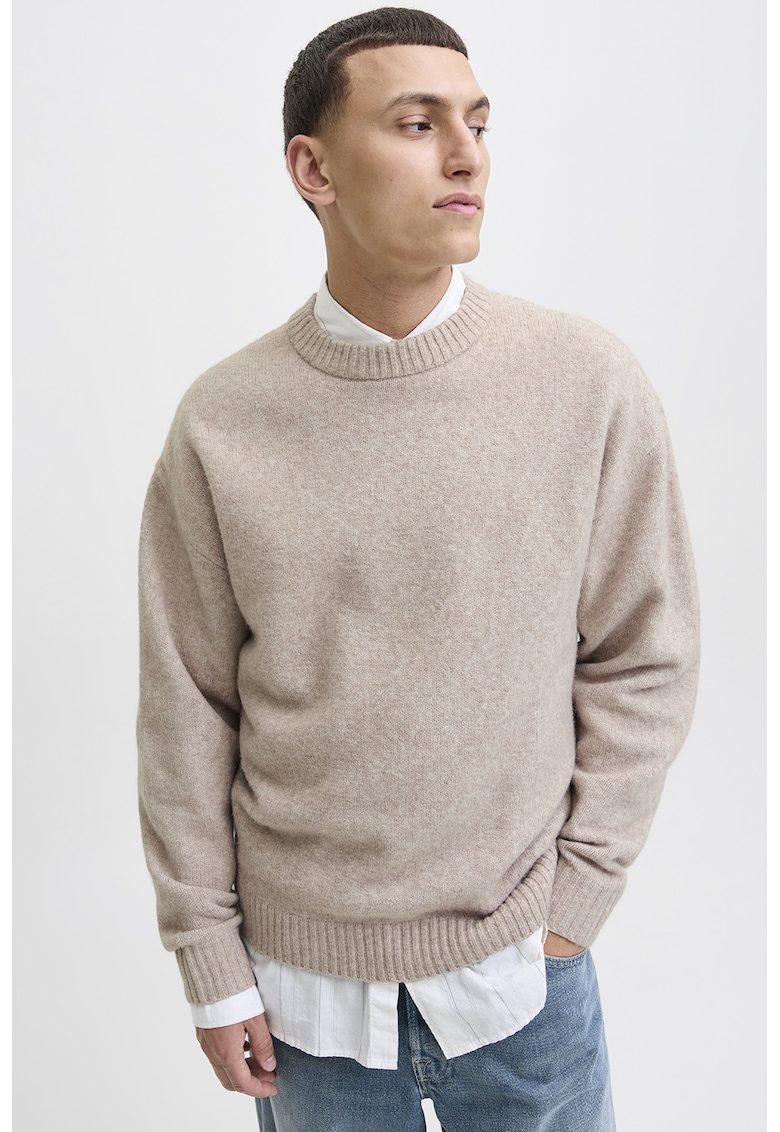 Pulover lejer tricotat fin cu maneci cazute