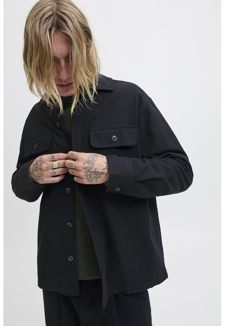 Jacheta-camasa relaxed fit cu buzunare pe piept