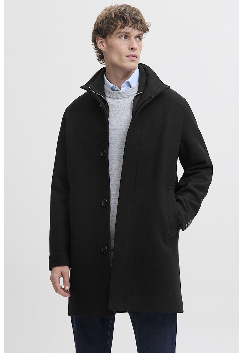 Palton din amestec de lana - Negru