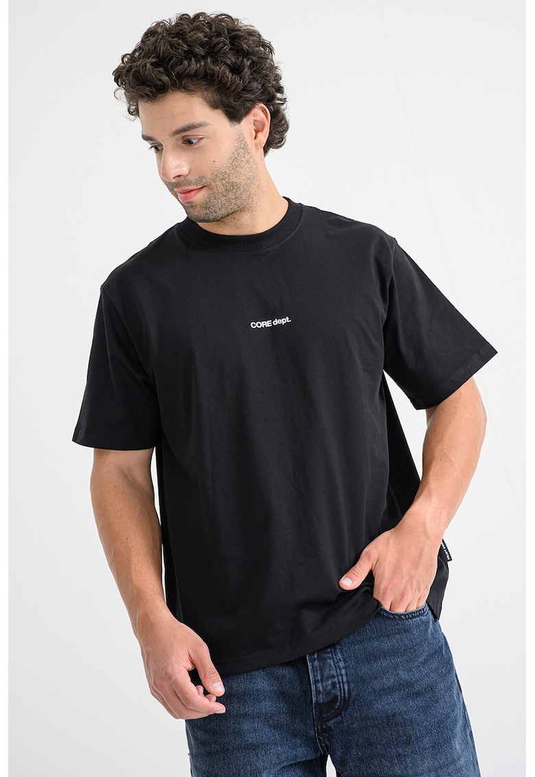 Tricou din amestec de bumbac organic si imprimeu grafic pe partea din spate