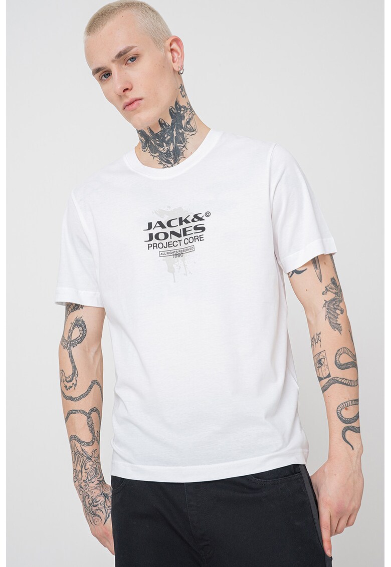 Tricou din bumbac Condor - Alb/Negru/Verde pal