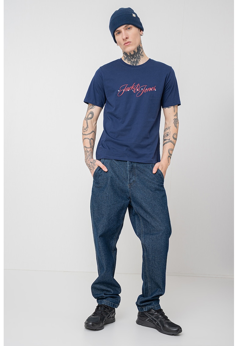 Tricou cu imprimeu logo Inwood - Coral/Bleumarin