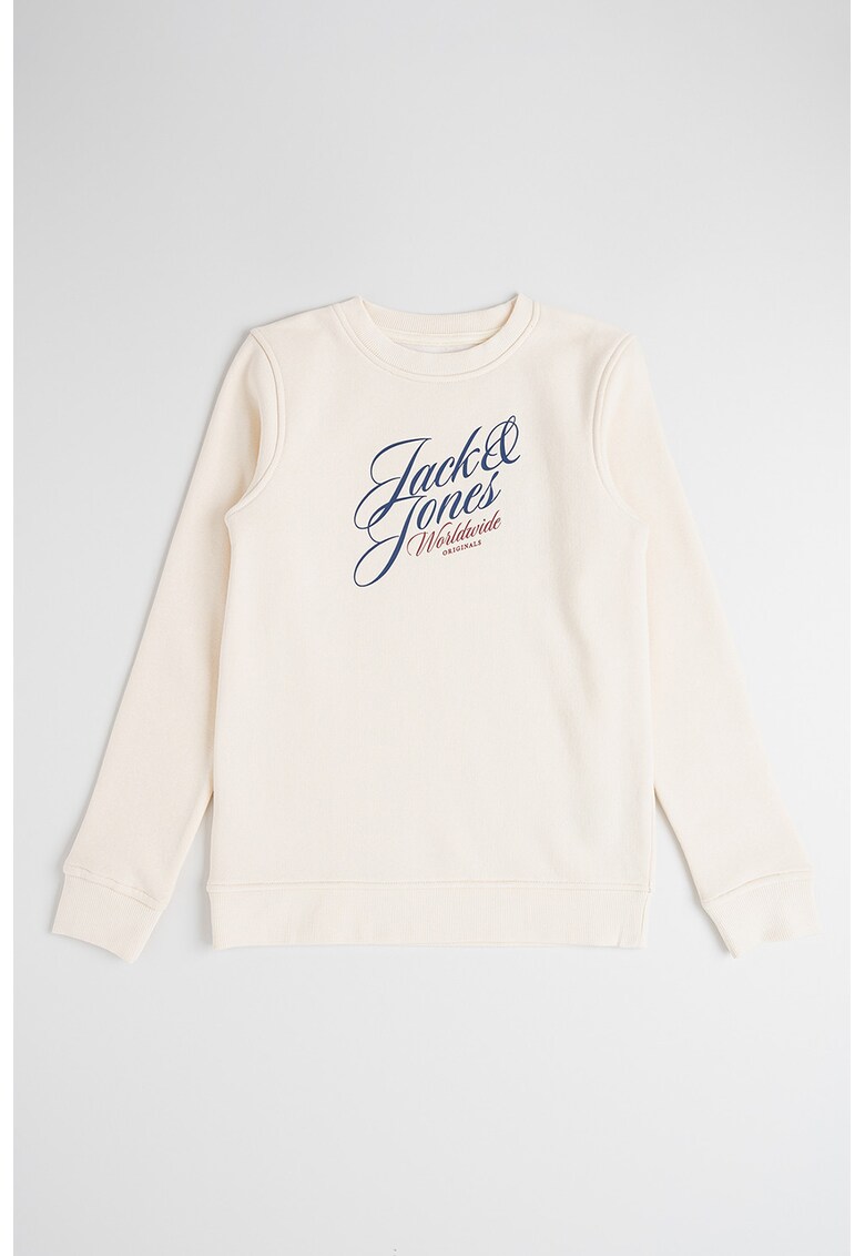 Bluza de trening cu imprimeu logo - Alb fildes/Rosu inchis/Bleumarin