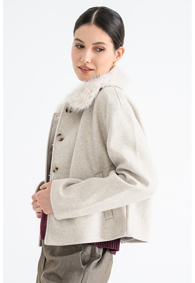 Jacheta cu guler cu blana sintetica Quinn