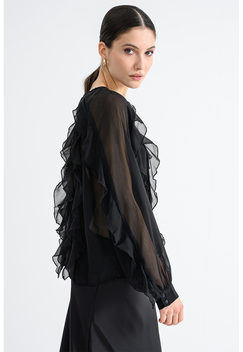 Bluza semitransparenta cu volane