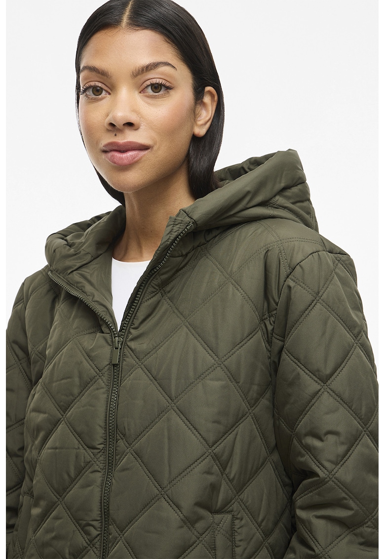 Geaca matlasata cu gluga - Kaki inchis