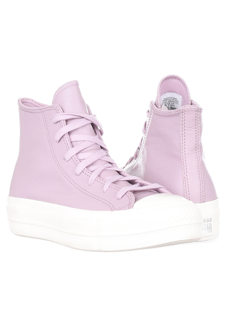 Tenisi dama Chuck Taylor All Star - piele naturala/textil - alb/mov -