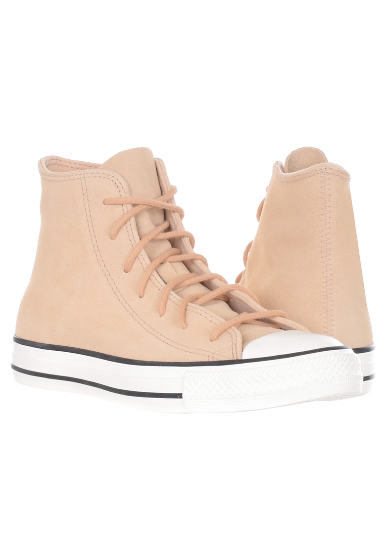 Tenisi dama Chuck Taylor All Star - piele naturala si textil - bej/alb -