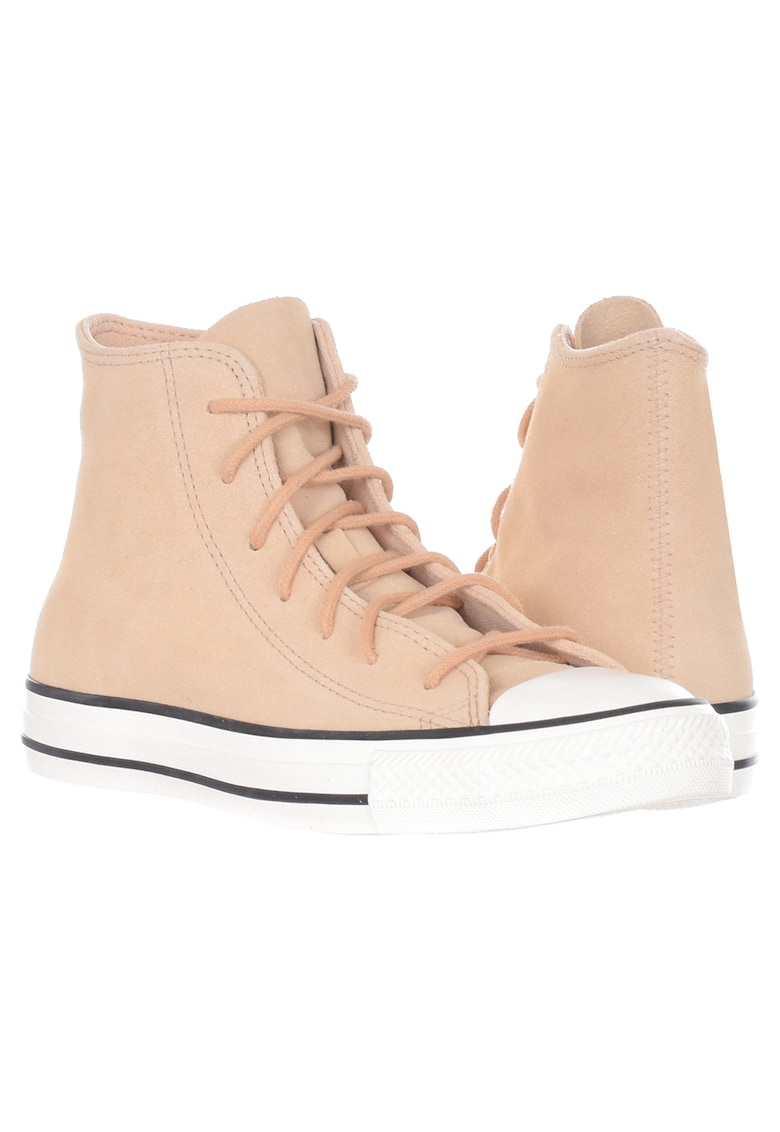 Tenisi dama Chuck Taylor All Star - piele naturala si textil - bej/alb -