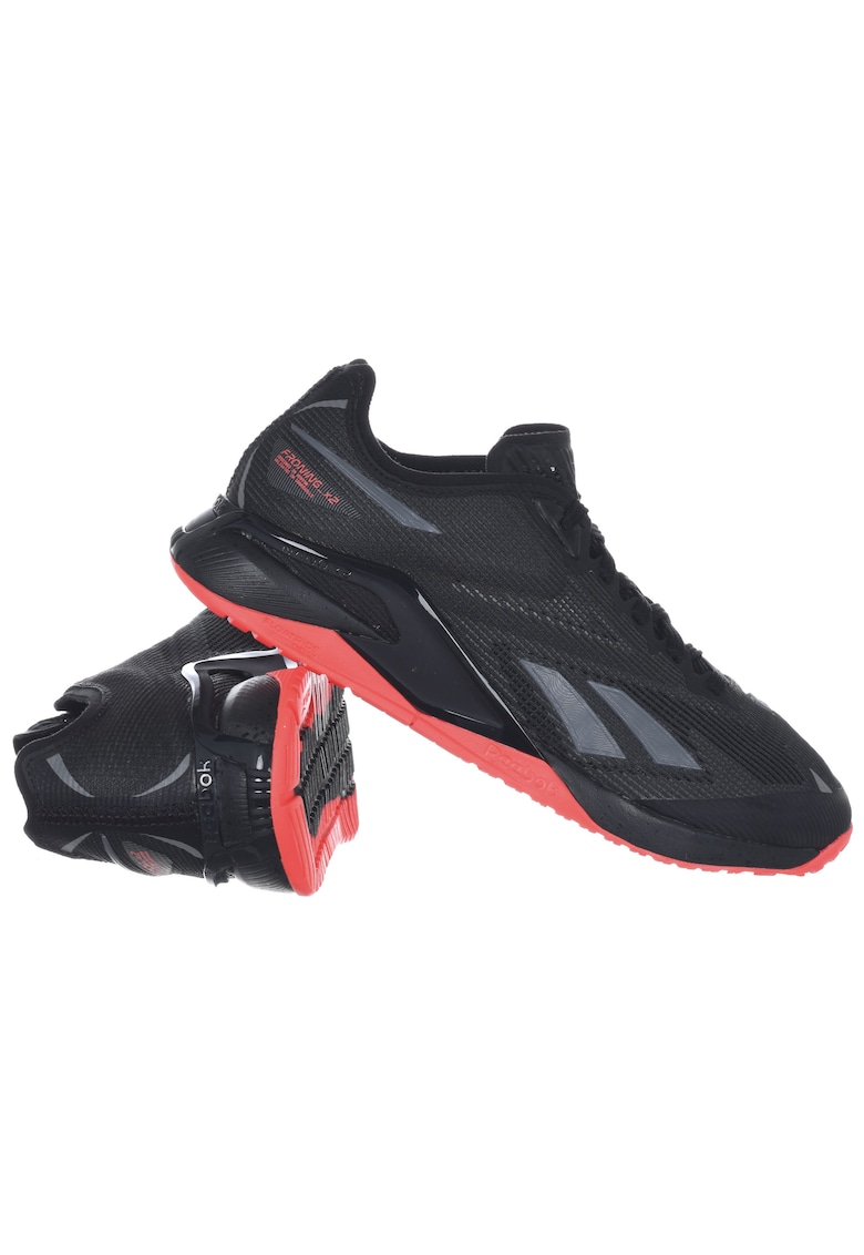Pantofi sport dama ID6749 - Negru/Coral - Textil -