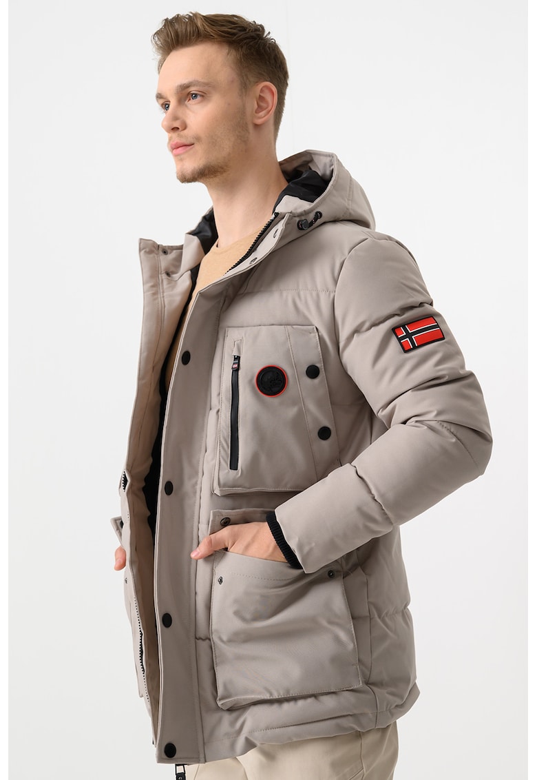 Geaca cu vatelina si gluga Albert - Maro nisip