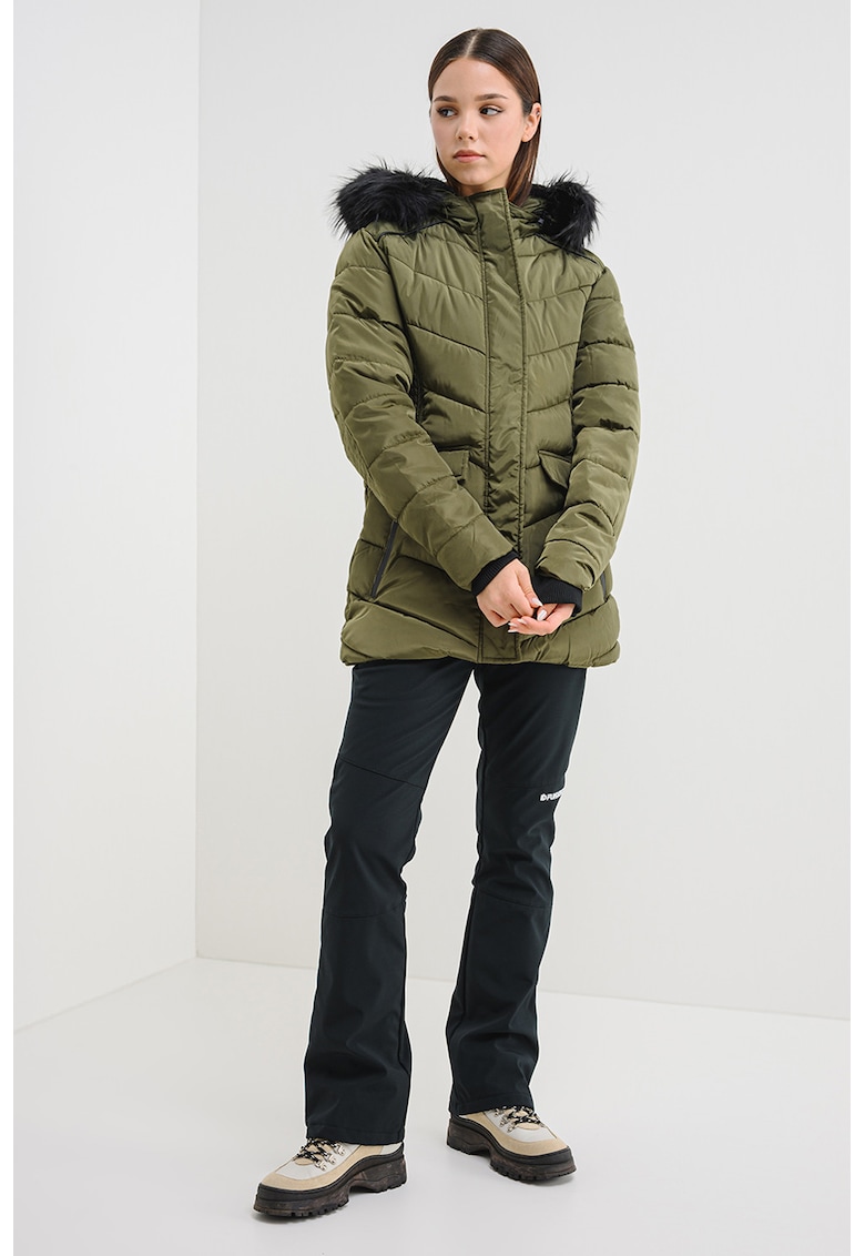 Geaca matlasata cu garnitura de blana sintetica Augustine