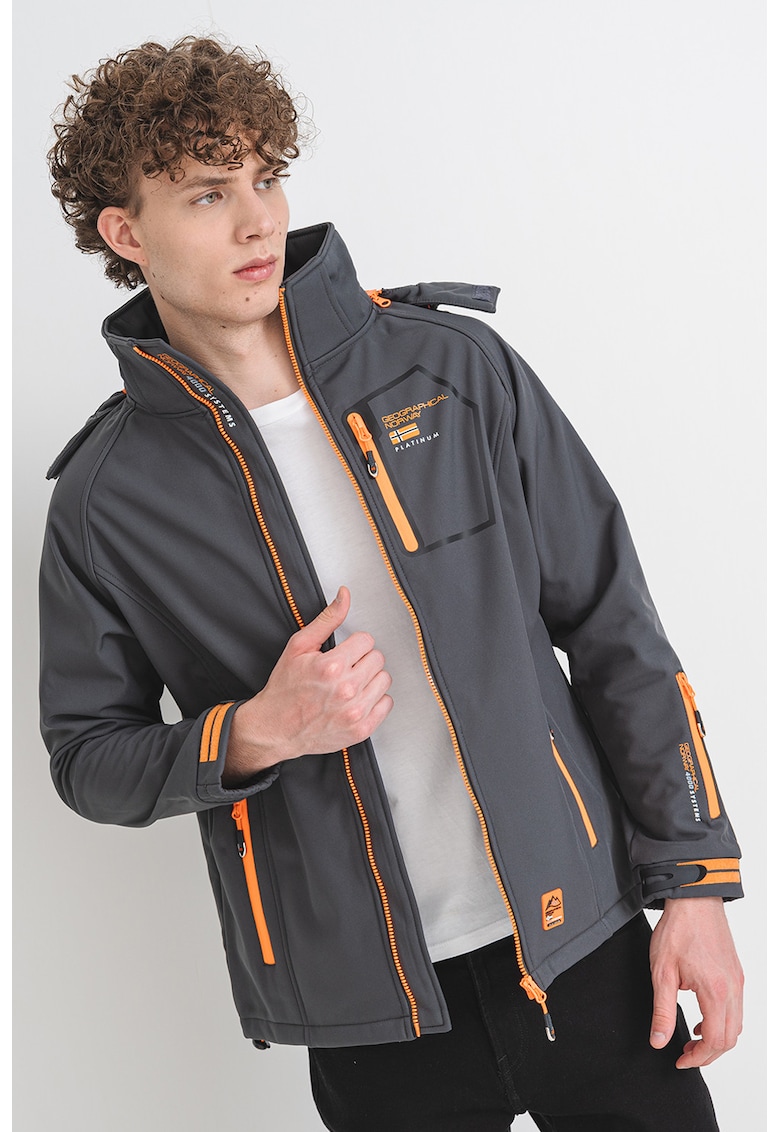 Jacheta cu finisaz rezistent la apa si buzunare cu fermoar Riziere - Portocaliu/Gri inchis