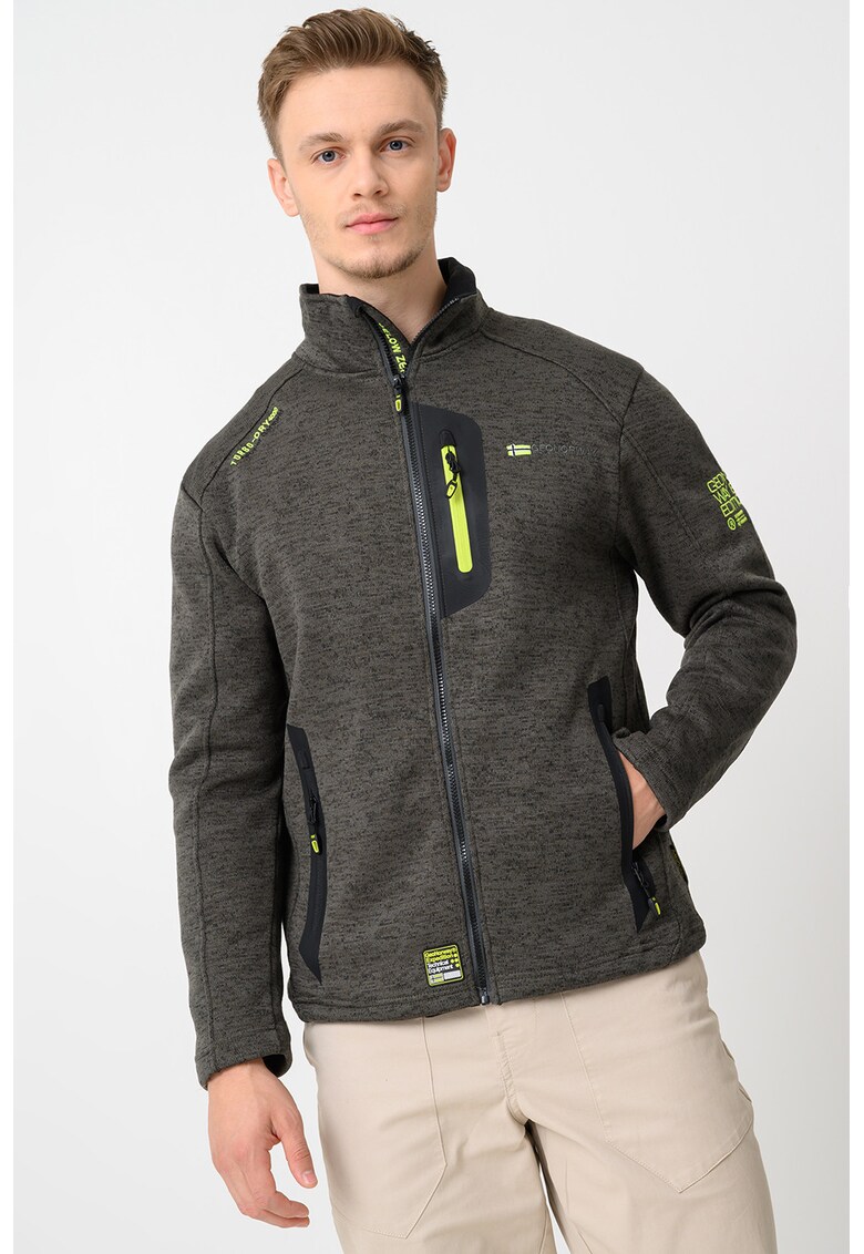 Bluza de trening cu fermoar Trampoline - Verde melange inchis