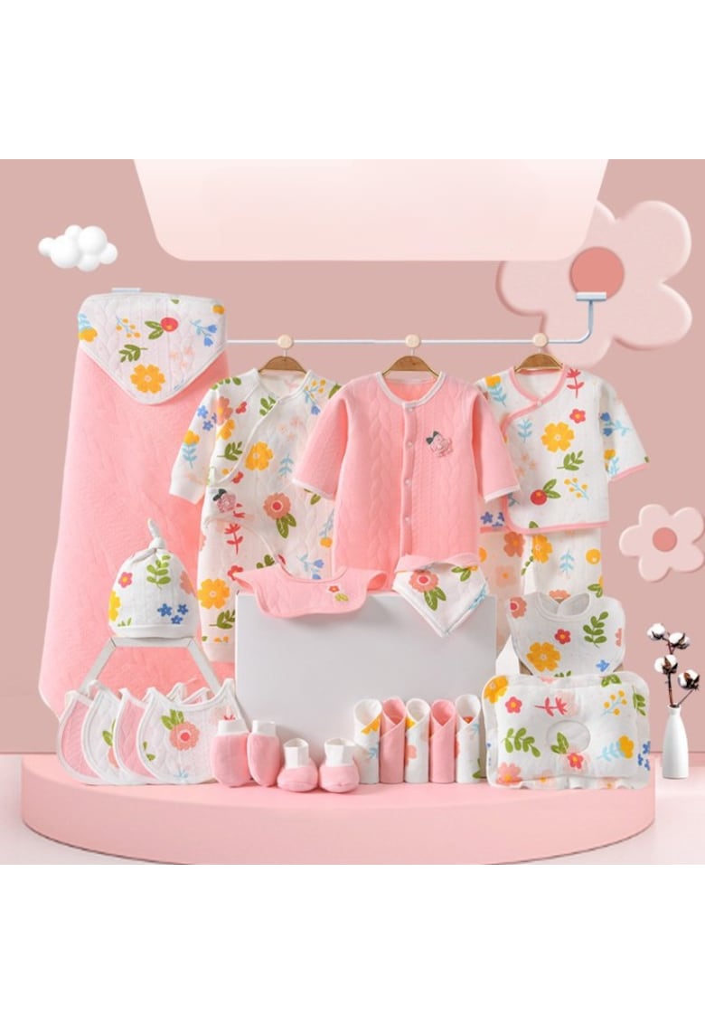 Hainute Nou Nascuti Set 24 Piese de Vara Floricele