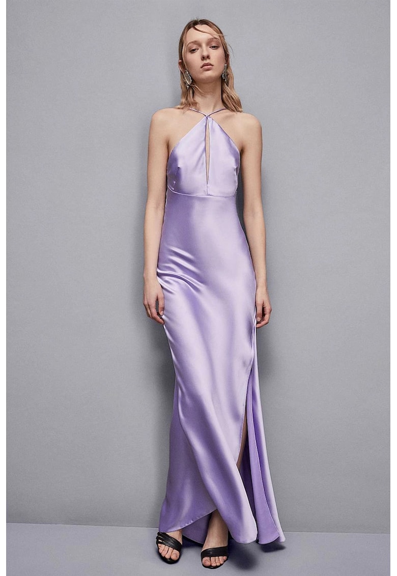 Rochie lunga cu bretele subtiri si spatele gol