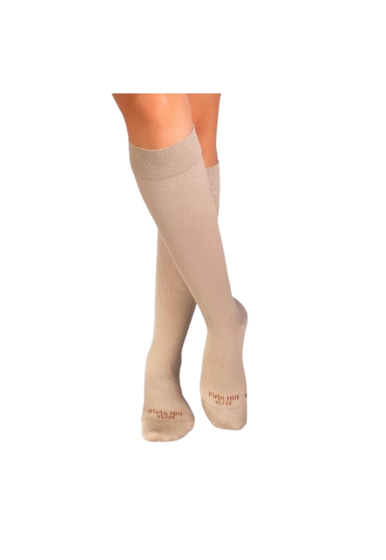 Sosete compresive lungi 3/4 din Bumbac Mercerizat Bej