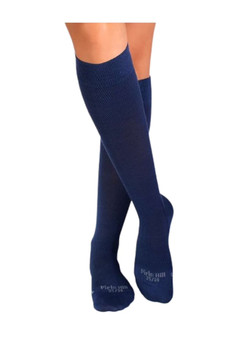 Sosete compresive lungi 3/4 din Bumbac Mercerizat Albastru inchis