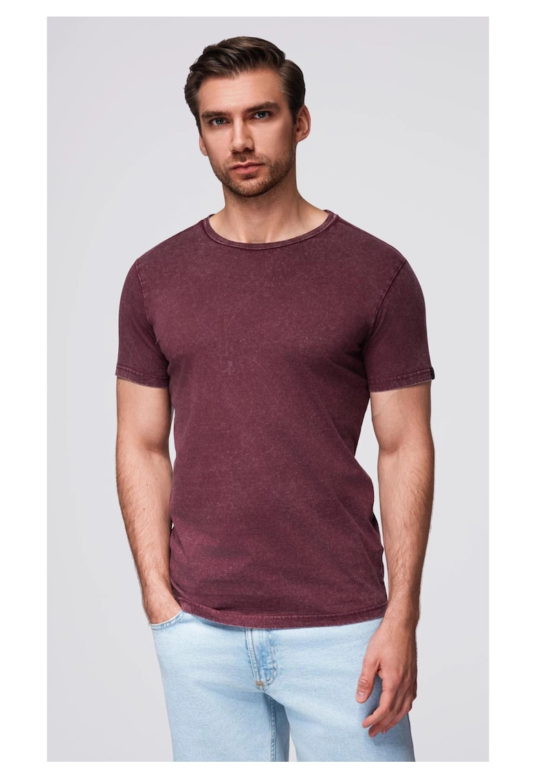 Tricou cu efect decolorat OM-TSWT-0116 - Bordeaux