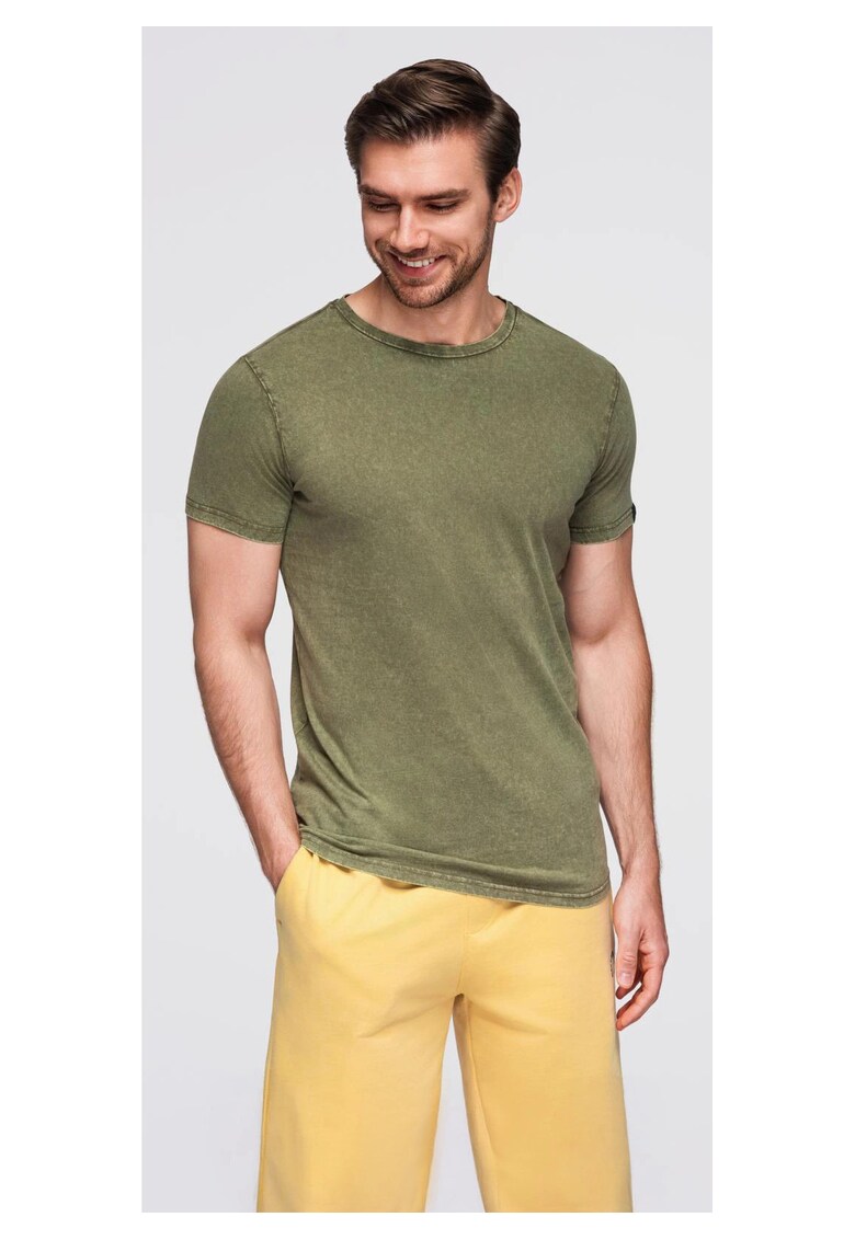 Tricou cu efect decolorat OM-TSWT-0116 - Verde inchis