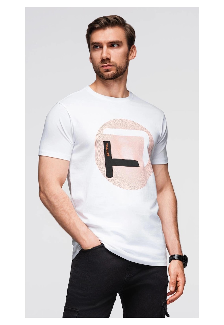 Tricou cu imprimeu mare OM-TSPT-0245 - Alb