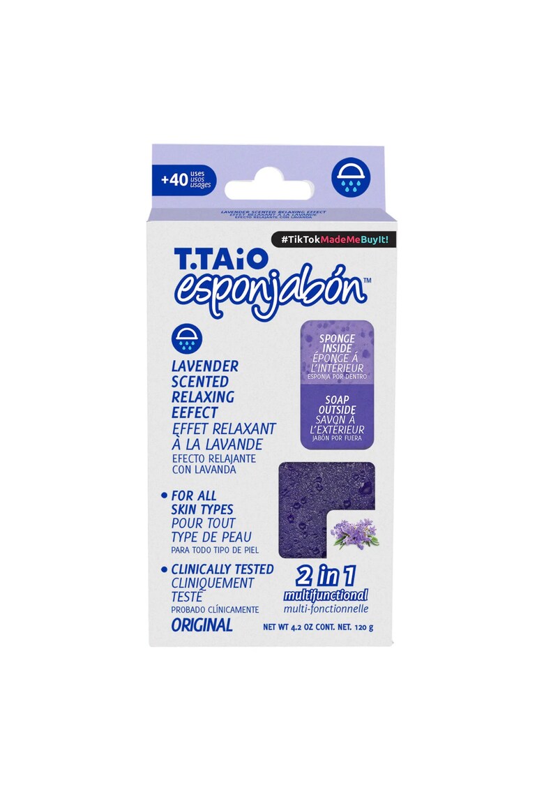 2 in 1 Burete de baie si sapun incorporat - cu parfum de lavanda - efect relaxant - 120 gr