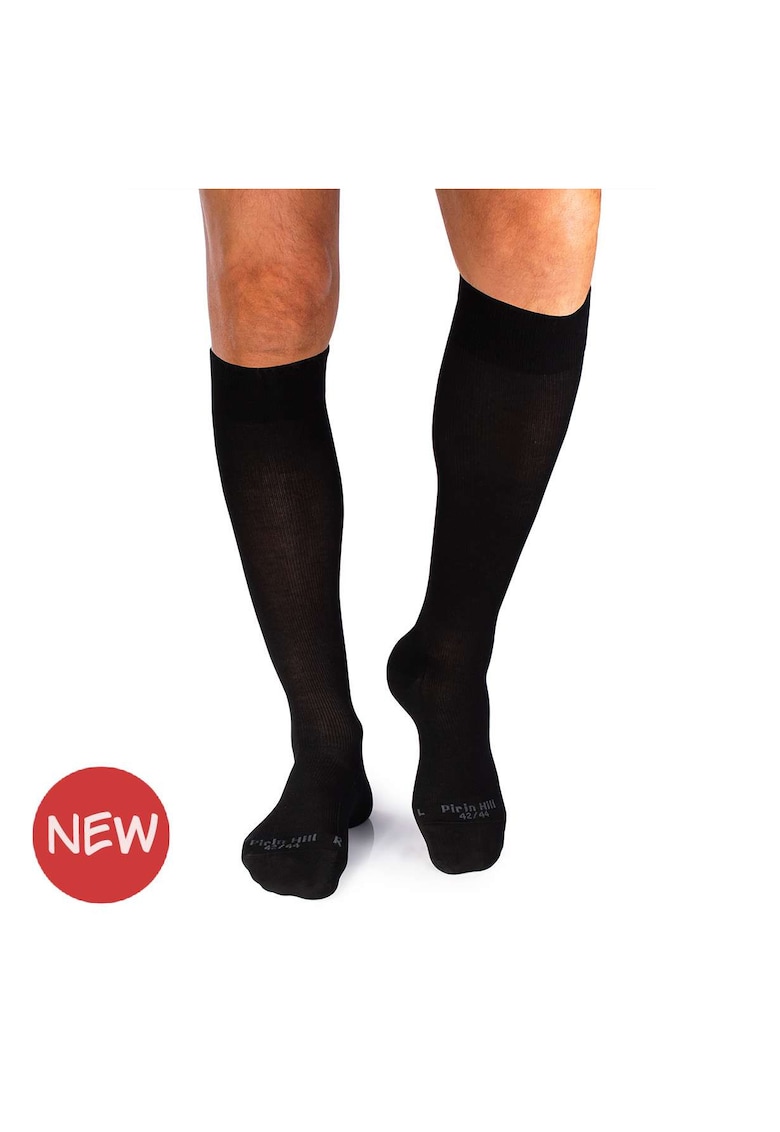 Sosete compresive lungi 3/4 din Bumbac Mercerizat - Negru