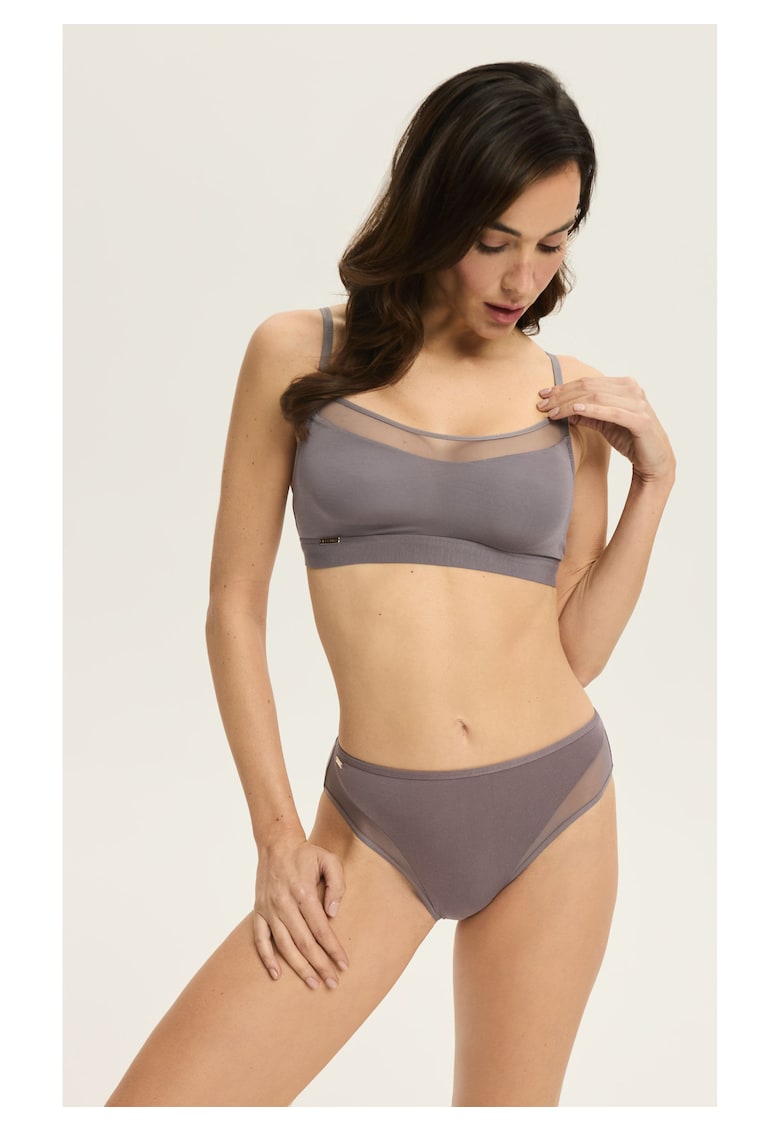 Chiloti dama cu talie inalta Gri Blissy