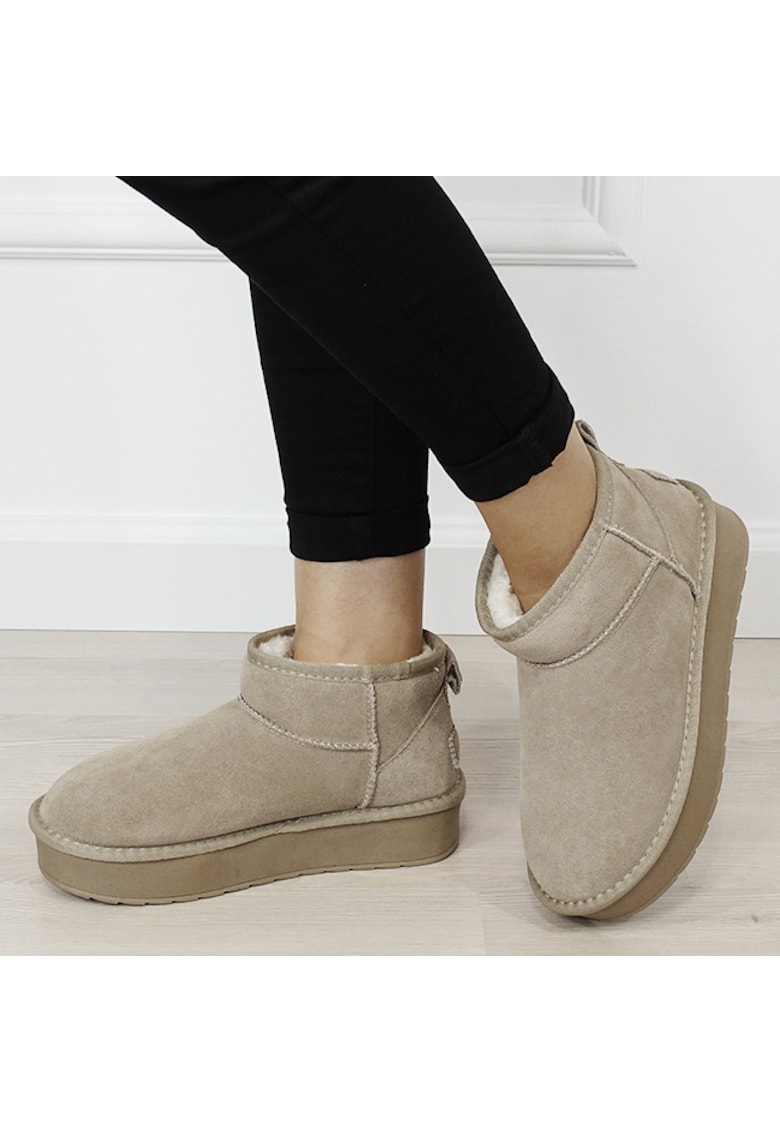 Ghete kaki deschis din piele naturala NN604 116 18315