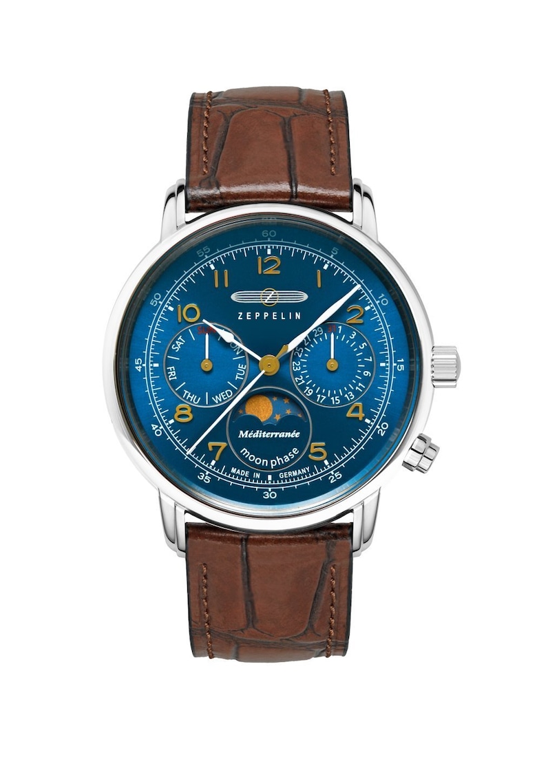 Ceas barbatesc Ronda 706.1 - albastru - 36mm - curea din piele - rezistent la apa 5 ATM