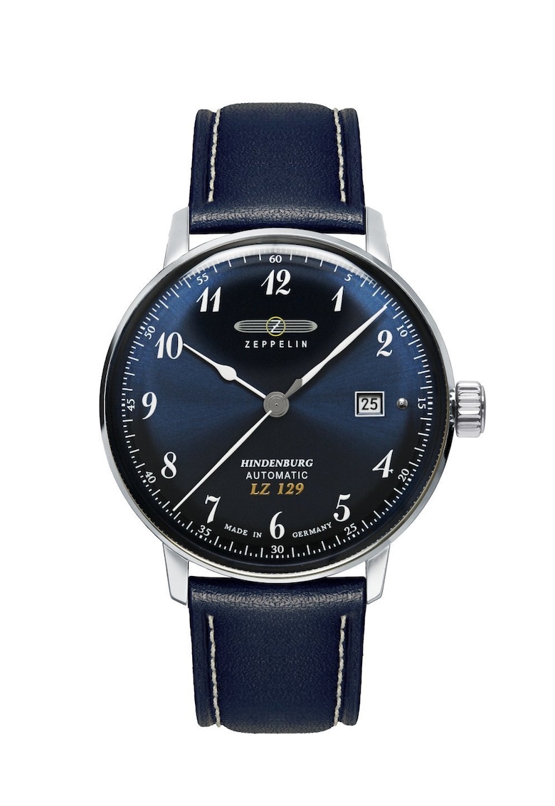 Ceas barbatesc Zeppelin LZ129 Hindenburg - 40mm - cadran albastru - curea din piele - 5 ATM